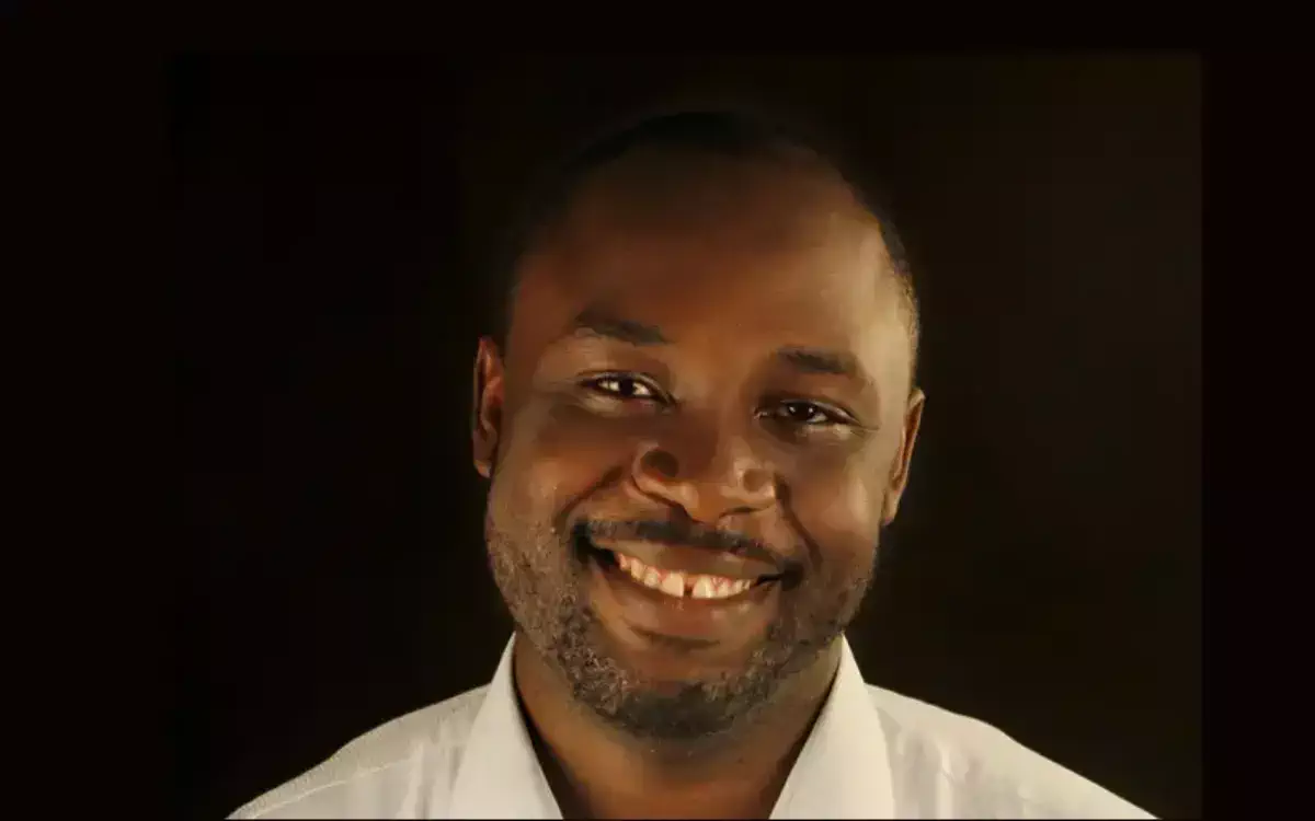 Chabi Yayi, son of former president Boni Yayi, speaking at a political event in Benin.