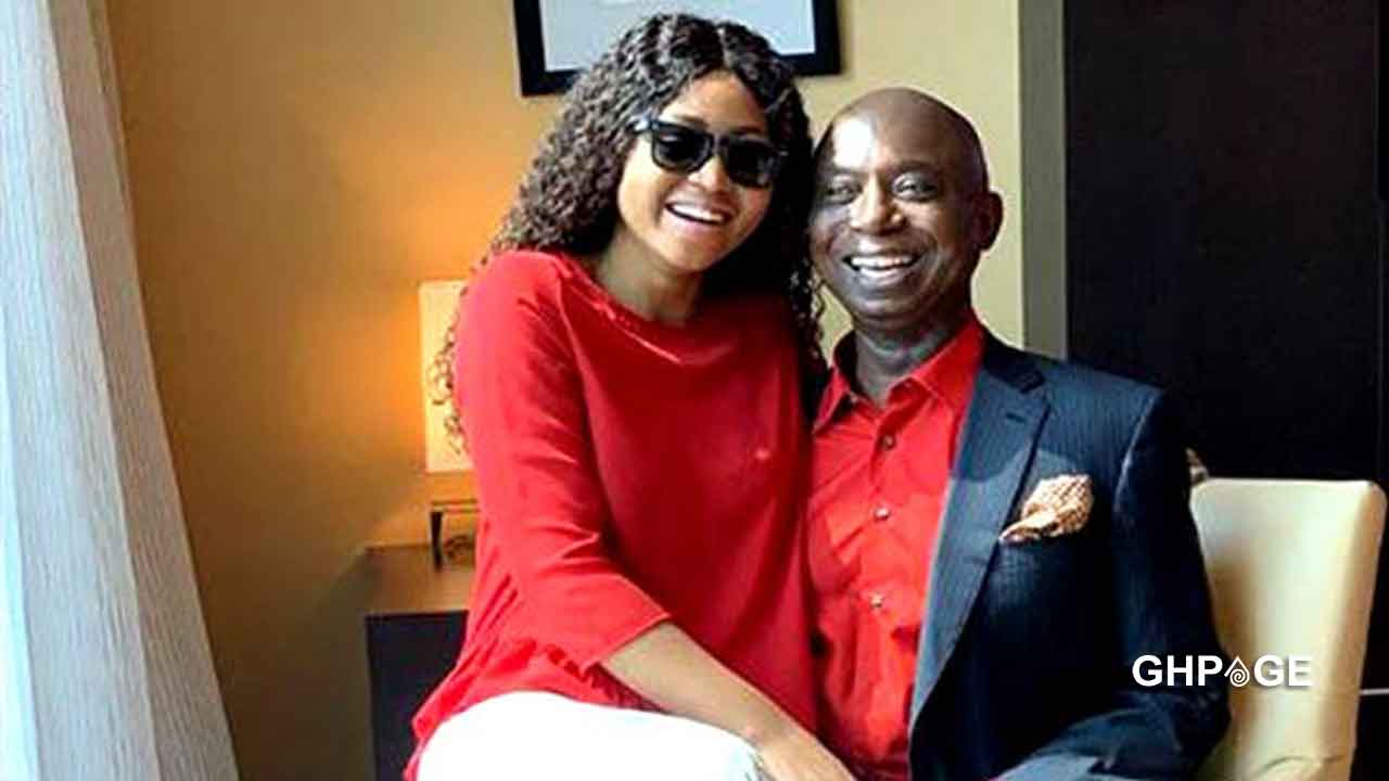 Regina Daniels and Ned Nwoko posing together, smiling at an event.