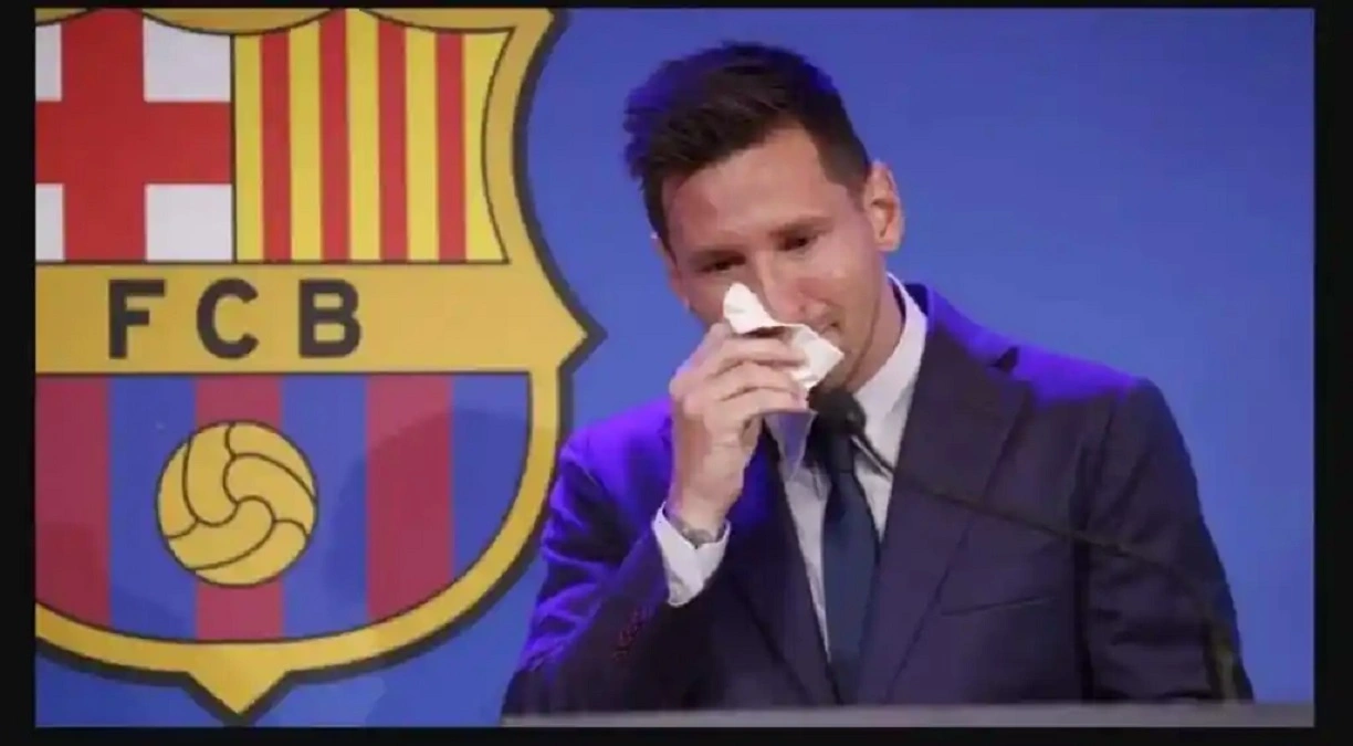 Lionel Messi en larmes, lors de ses adieux au Barça