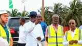 Patrice Talon inspecting construction sites for Ouidah's tourist infrastructure development in Benin.