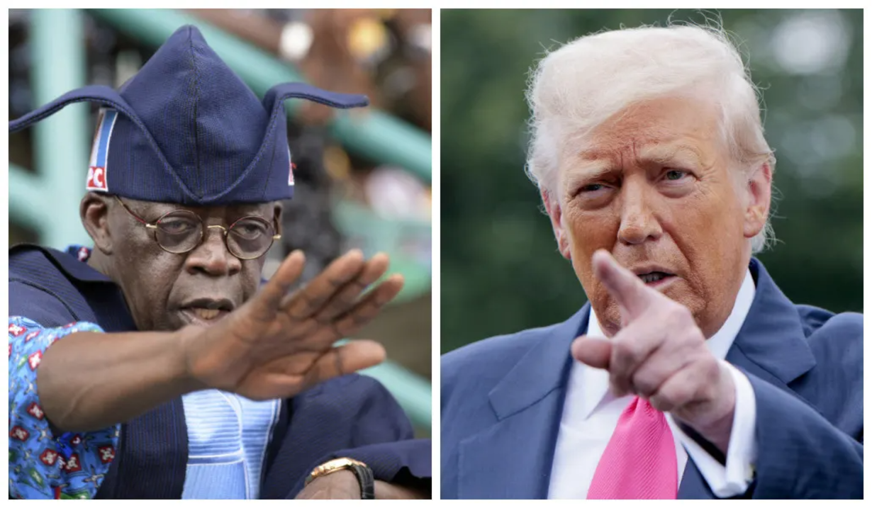 Le président nigérian, Bola Tinubu, et son homologue américain, Donald Trump. Montage avec l’AFP.