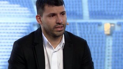 Sergio Aguero lors de la conférence de presse pour annoncer sa retraite