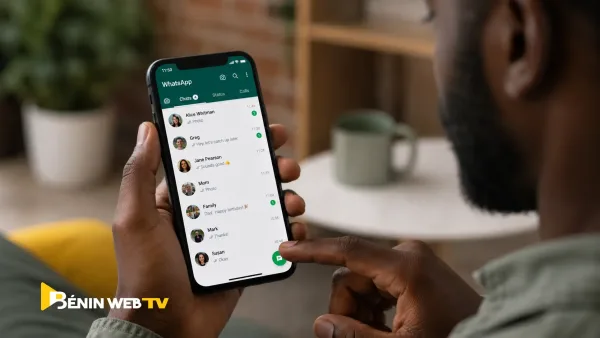 Homme utilisant l'application WhatsApp sur son téléphone