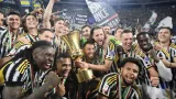 Les joueurs de la Juventus après leur victoire en finale de la Coupe d'Italie 2024 le 15 mai 2024 au Stade olympique de Rome © Filippo MONTEFORTE _ AFP
