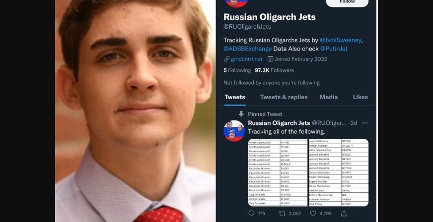 Jack Sweeny, 19 ans, l'étudiant américain, qui traque les avions