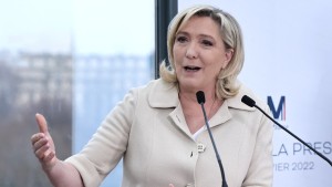Marine Le Pen lors d'une conférence de presse le 26 janvier 2022 - Thomas SAMSON / AFP
