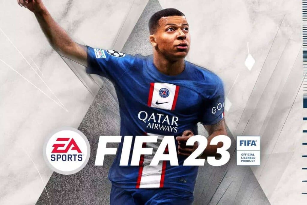 la jaquette de FIFA 23 avec Kylian Mbappé