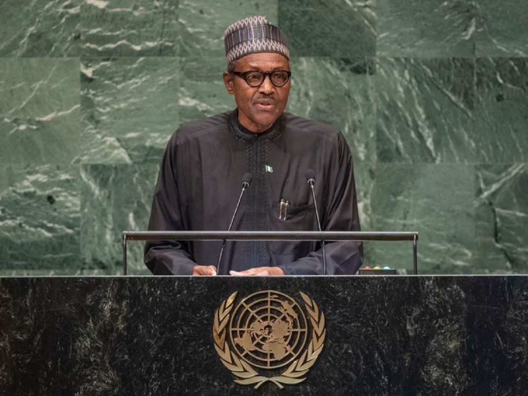 Le prÃ©sident du Nigeria, Muhammadu Buhari, s'adresse Ã  la 77e session de l'AssemblÃ©e gÃ©nÃ©rale des Nations Unies au siÃ¨ge de l'ONU Ã  New York, aux Ã‰tats-Unis, le 21 septembre 2022. REUTERS/Brendan Mcdermid