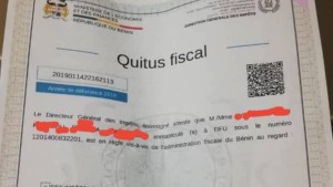 quitus fiscal au Benin