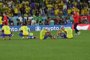 Les joueurs brésiliens après l'élimination contre la Croatie