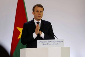 Le président de la République Emmanuel Macron lors de son discours Ã  l'université de Ouagadougou, au Burkina Faso. © Reuters