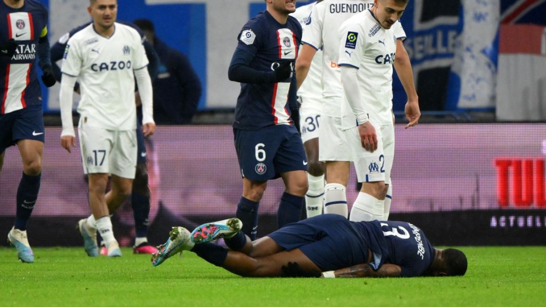Presnel Kimpembe blesssé lors de PSG-OM le dimanche 26 février 2023