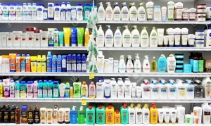 Étalage de produits cosmétiques