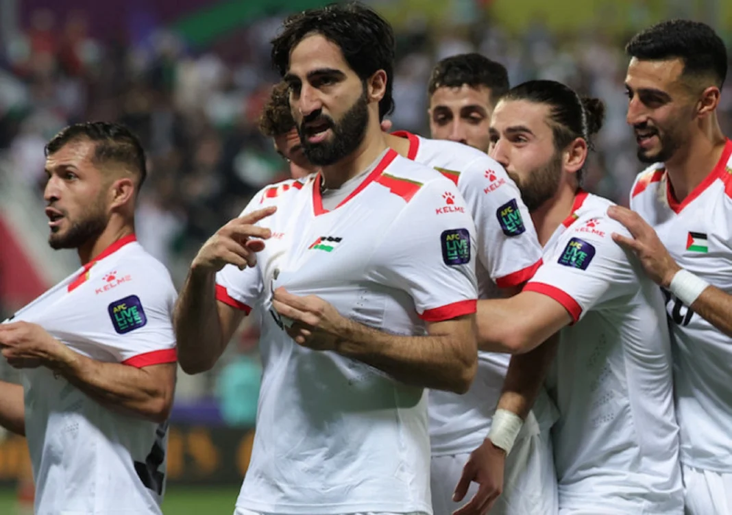 Des joueurs palestiniens célèbrent leur but