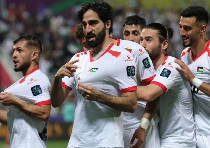 Des joueurs palestiniens célèbrent leur but