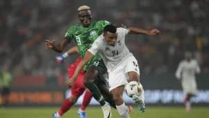 Des joueurs de l'Afrique du Sud et du Nigéria