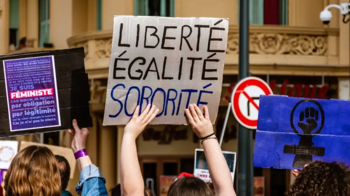 Manifestation pour l'inscription de l'IVG dans la Constitution française.