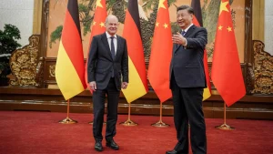 Le président chinois Xi Jinping et le chancelier allemand Olaf Scholz