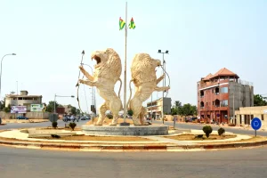 Statue deux lions Ã  Lomé