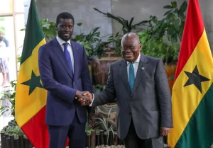 Le Président du Sénégal Bassirou Diomaye Faye a rencontré ce vendredi son homologue ghanéen Nana Akufo-Addo. 17 Mai 2024.