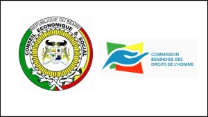 Logo du Conseil économique et social (CES) et de la Commission béninoise des droits de l’Homme (CBDH)