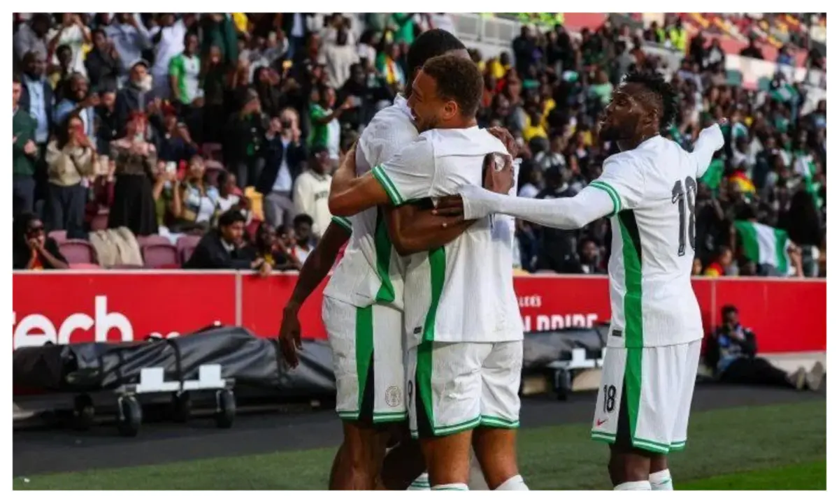 Des joueurs nigérians célèbrent leur victoire contre le Ghana