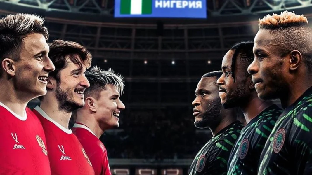 Des joueurs de la Russie et du Nigeria