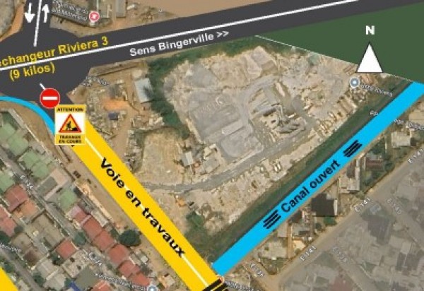 Côte d'Ivoire : Travaux de l'échangeur de la Riviera (Cocody), fermeture de la voie entre les carrefours 9 kilos et la pharmacie du jeudi à dimanche de 22 H à 5 h00