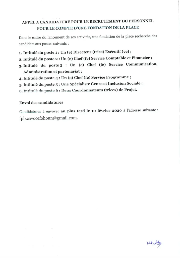 Recrutement Fondation