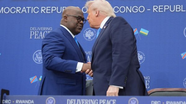Donald Trump et Félix Tshisekedi à Washington, le 4 décembre 2025.