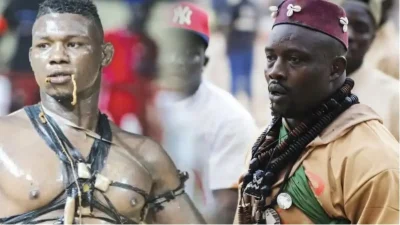 Les lutteurs sénégalais Zarco et Bébé Diène