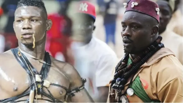 Les lutteurs sénégalais Zarco et Bébé Diène
