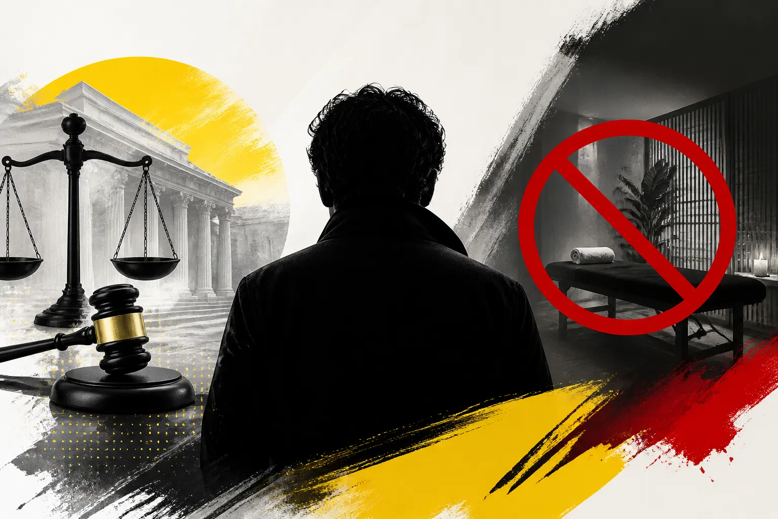 Illustration editoriale pour Patrick Bruel interdit de fréquenter des salons de massage dans le cadre de son contrôle judiciaire