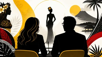 Illustration editoriale pour Adriana Karembeu et Marc Lavoine rejoignent le jury de Miss Tahiti pour leur premier projet commun