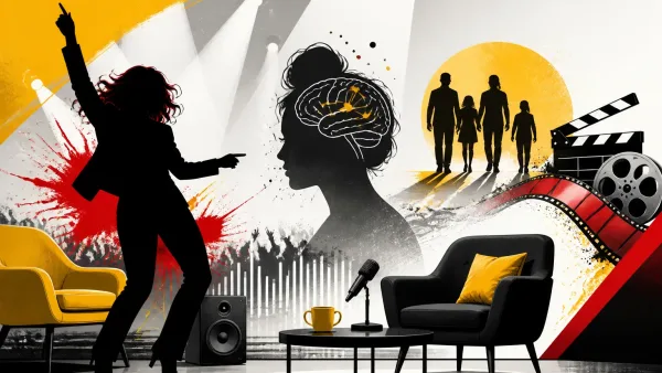 Illustration editoriale pour Audrey Fleurot complètement déchaînée sur le plateau d’En aparté