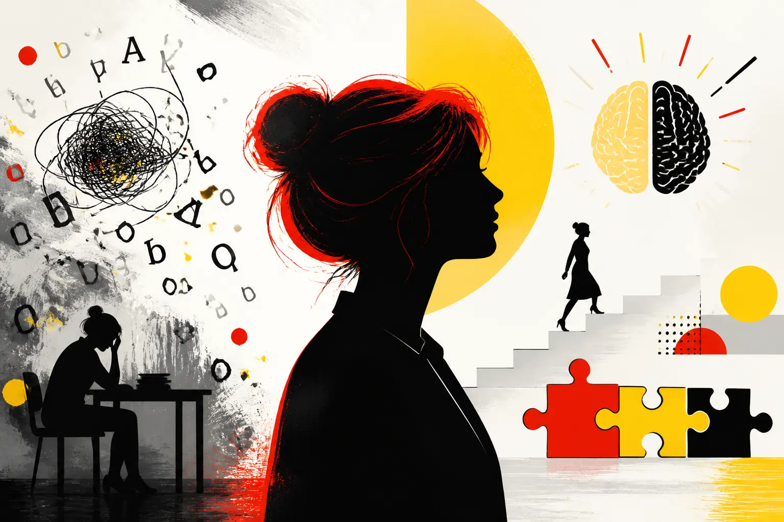 Illustration editoriale pour Audrey Fleurot révèle être atteinte de dyslexie et de dyspraxie à 48 ans