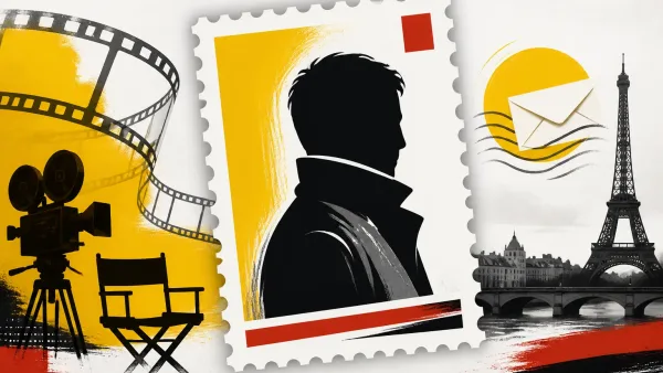 Illustration editoriale pour Jean‑Paul Belmondo star du Mondial du Timbre à Paris 2026