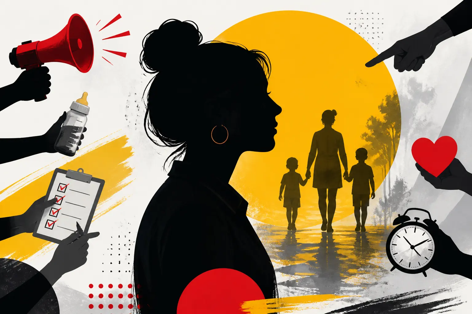 Illustration editoriale pour Alessandra Sublet sans filtre sur l’éducation et les parents parfaits