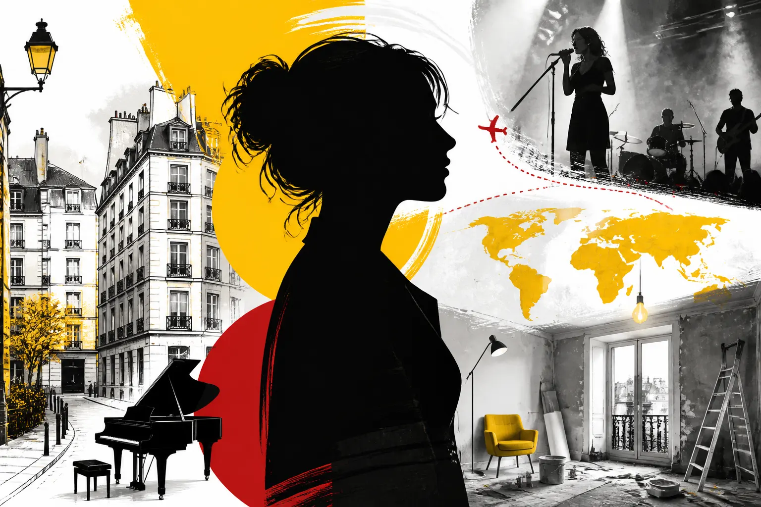 Illustration editoriale pour Amandine Bourgeois a d’abord habité le Marais avant d’acheter un appartement en très mauvais état