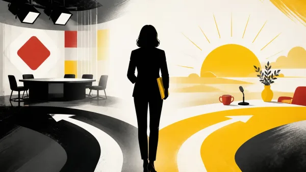 Illustration editoriale pour Anne-Élisabeth Lemoine en sursis à la présentation de C à vous