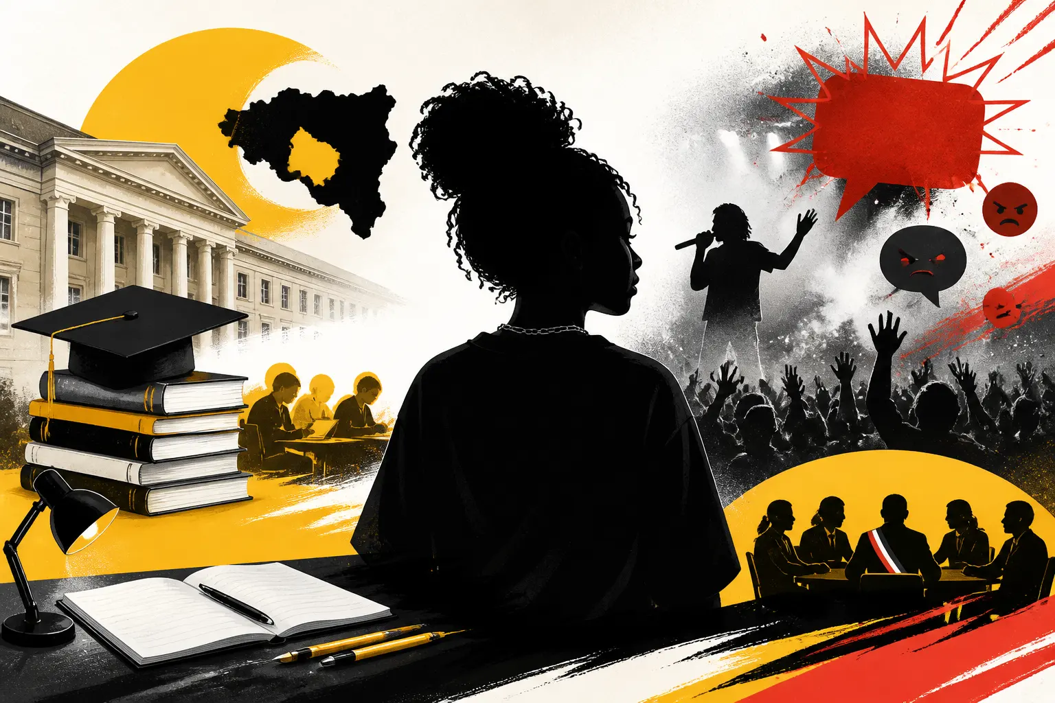 Illustration editoriale pour Théodora : scolarité avec un célèbre streamer, classe prépa ENS et membre du Conseil régional des jeunes