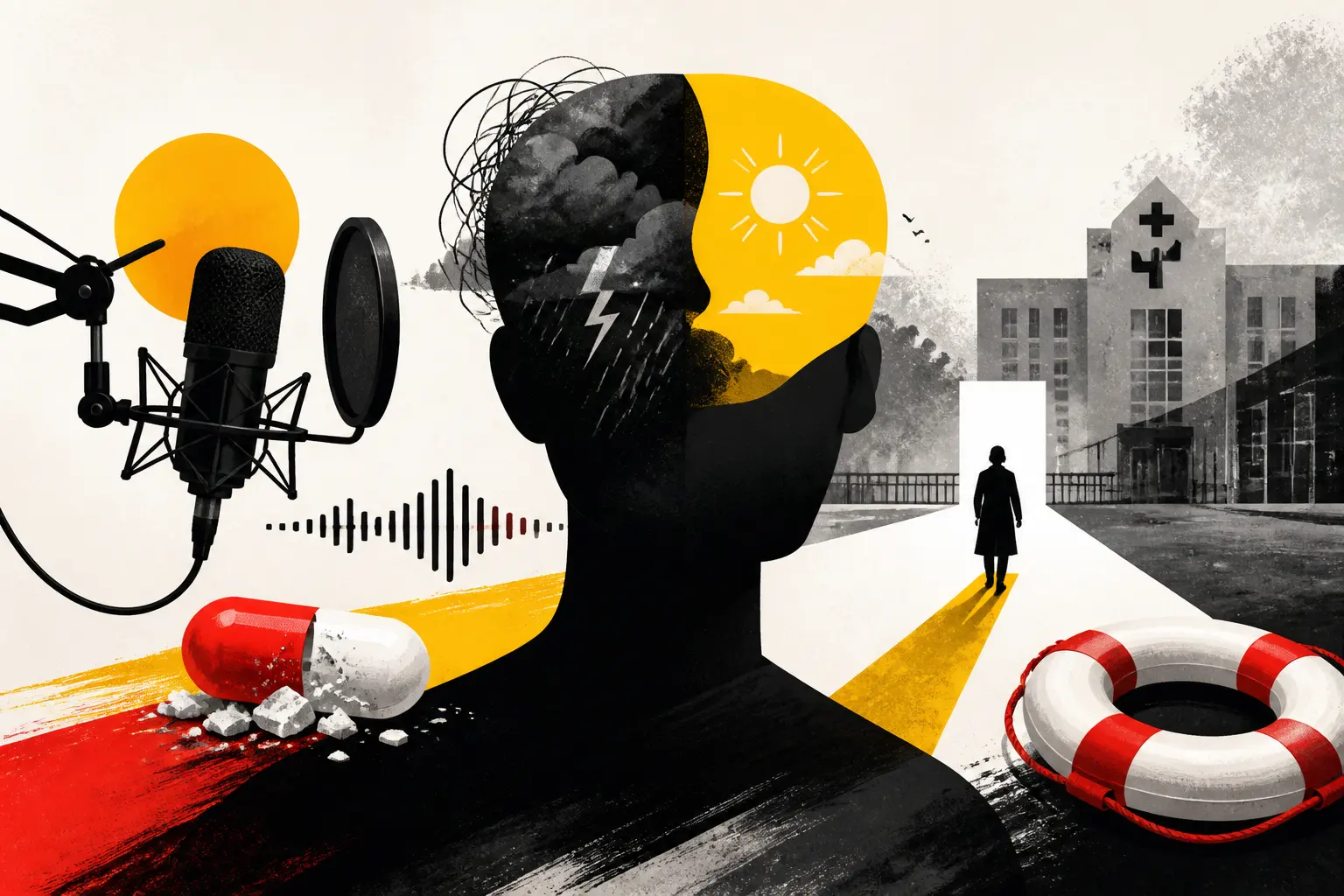 Illustration editoriale pour Nicolas Demorand revient sur France Inter et qualifie son « médicament magique » de bipolarité d’échec total