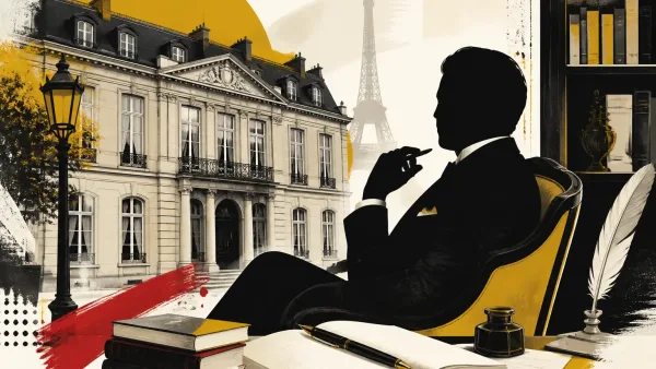 Illustration editoriale pour Jean d’Ormesson a vécu jusqu’à 35 ans chez ses parents rue du Bac dans un hôtel particulier classé au style Empire