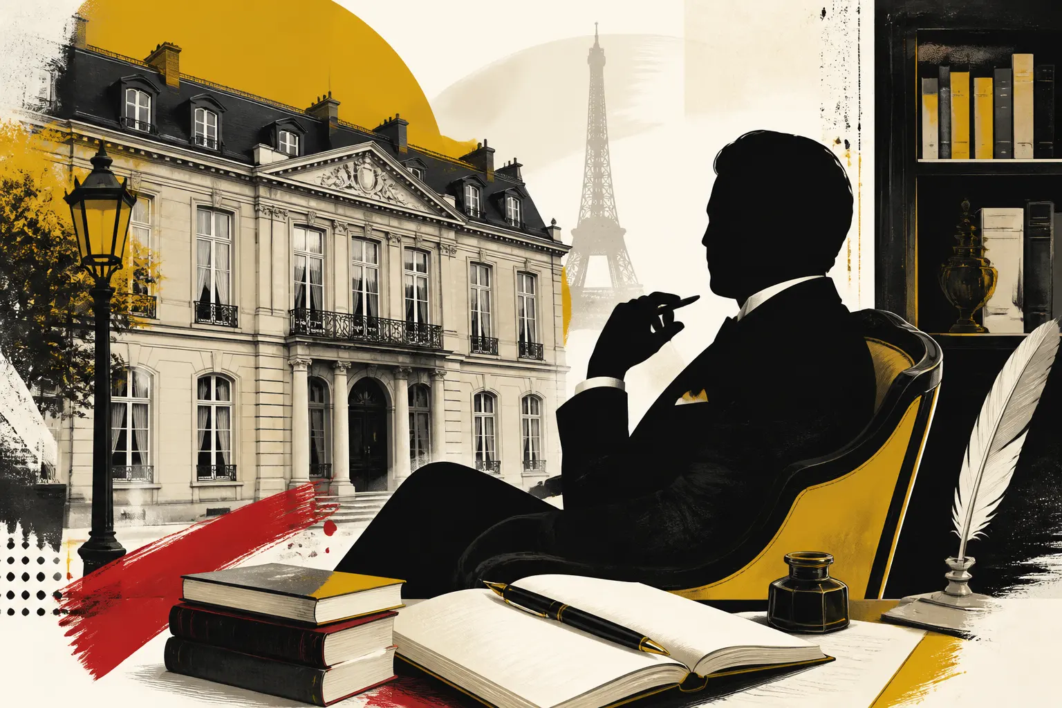 Illustration editoriale pour Jean d’Ormesson a vécu jusqu’à 35 ans chez ses parents rue du Bac dans un hôtel particulier classé au style Empire
