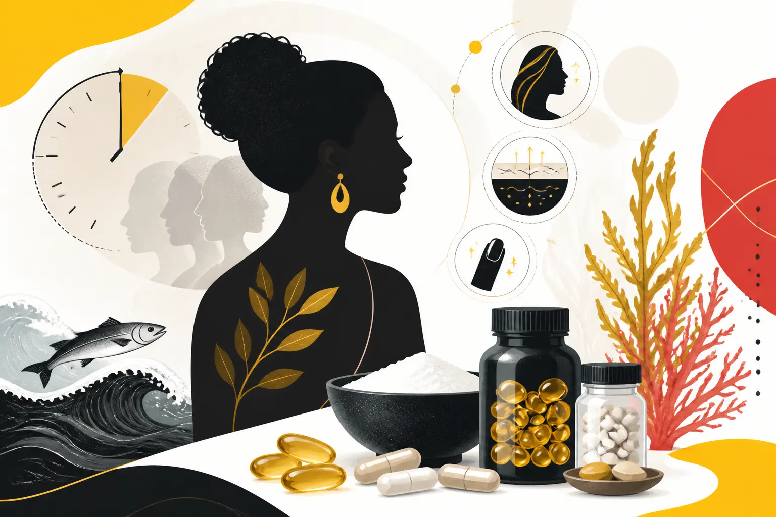 Illustration editoriale pour Anti-âge au naturel : quels compléments privilégier après 40 ans
