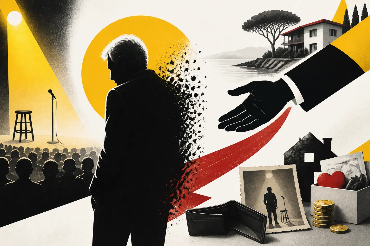 Illustration editoriale pour Guy Bedos a été « fauché », Michel Sardou s’est proposé de l’aider