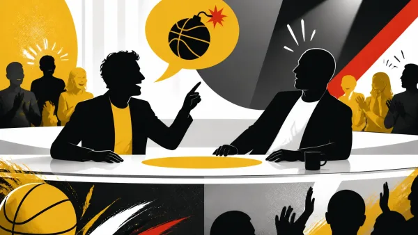 Illustration editoriale pour Louis Cattelat surprend Tony Parker avec une blague audacieuse sur le plateau de Quotidien