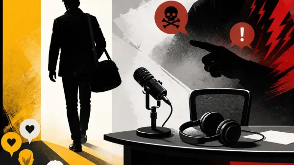 Illustration editoriale pour Bertrand Chameroy menacé de mort à cause d’un sketch