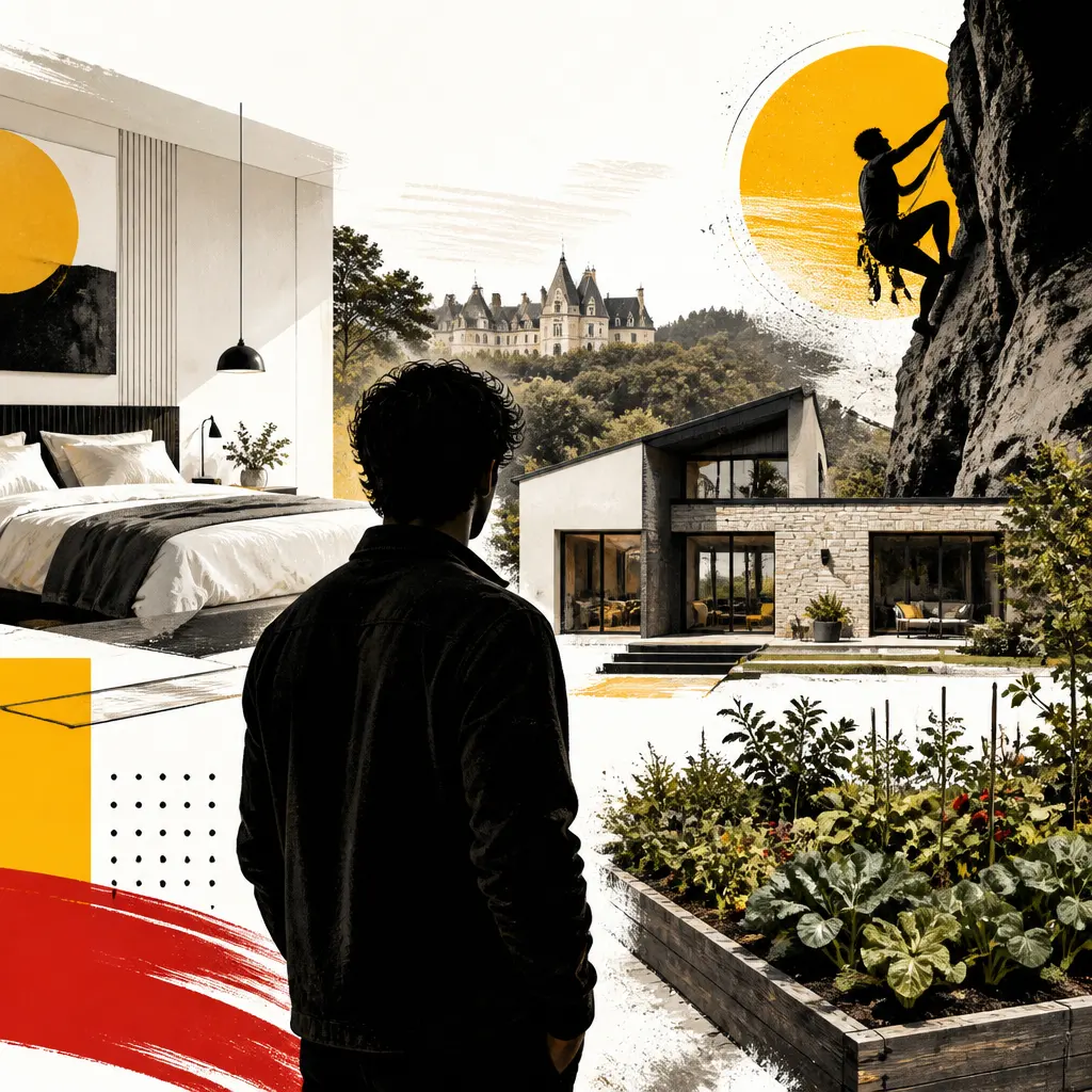 Illustration editoriale pour François Civil aménage une master bedroom et un potager dans sa maison de Fontainebleau