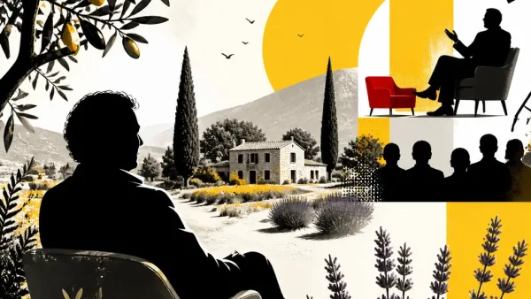 Illustration editoriale pour Michel Drucker : entre oliviers et lavande à Eygalières, il révèle qui sont ses célèbres voisins